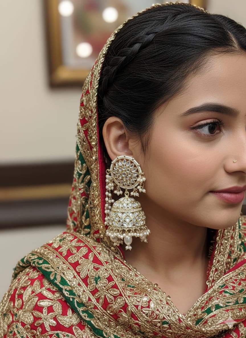 Beautiful Kundan Kanchain Jhumka